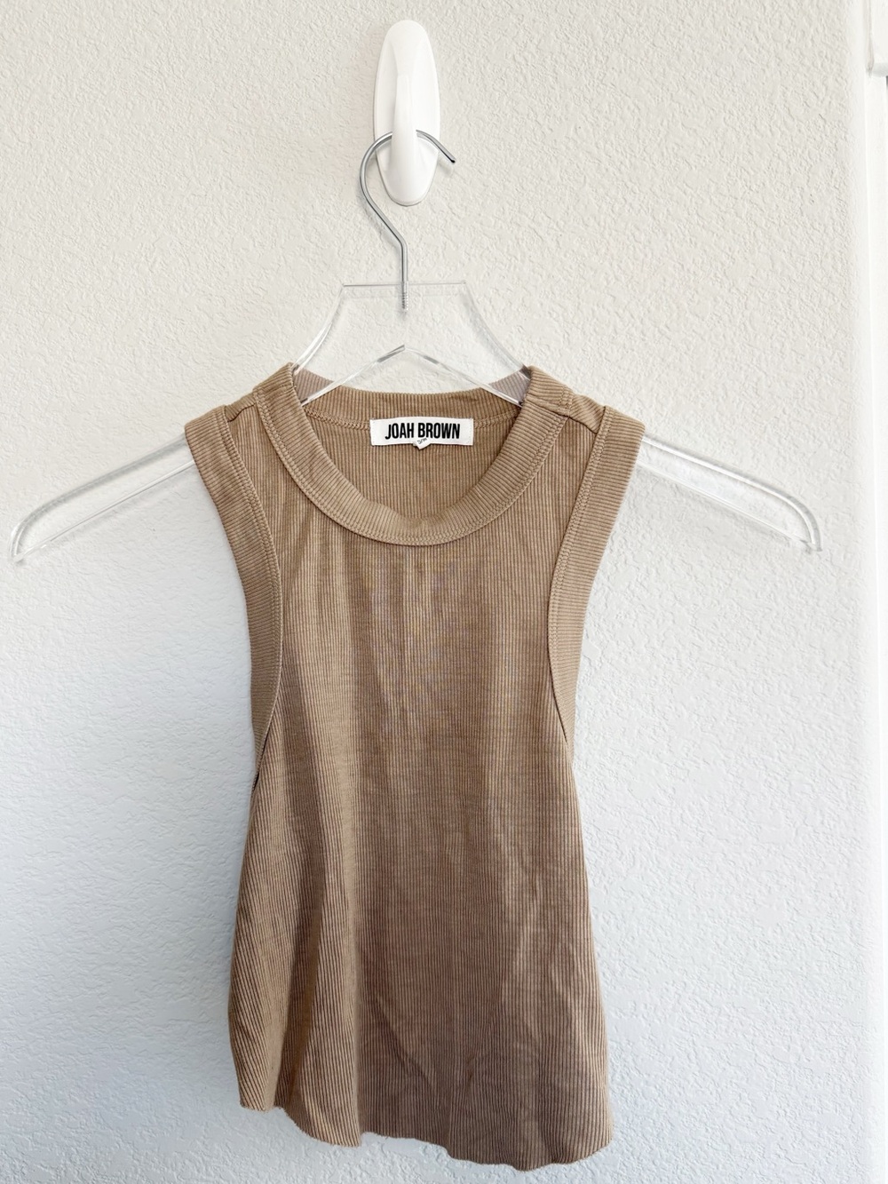 Joah Brown Body Tank Ribbed Cropped Tank Top in Beige - Picture 2 of 8